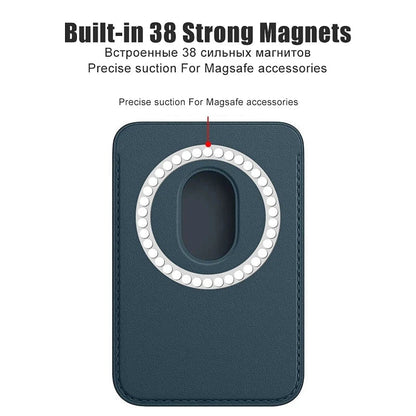 For Magsafe Magnetic Wallet Phone Case For iPhone 14 13 12 Pro Max Leather Card Holder Bag For iPhone 13 mini Cover Accessories - Open Cut Off - Grid