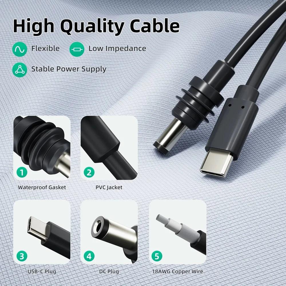 For Starlink Mini Cable 2M(6.6ft) Starlink Mini DC Power Type-C Input Replacement cable Waterproof Outerdoor Barrel Jack Chargin Starlink Cables & Adaptors