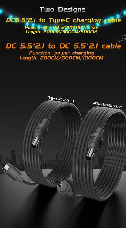 For Starlink Mini Cable 2M(6.6ft) Starlink Mini DC Power Type-C Input Replacement cable Waterproof Outerdoor Barrel Jack Chargin Starlink Cables & Adaptors