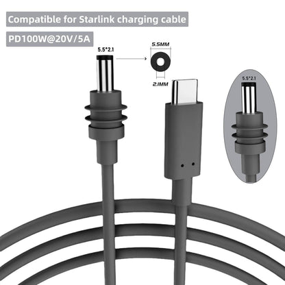 For Starlink Mini Cable 2M(6.6ft) Starlink Mini DC Power Type-C Input Replacement cable Waterproof Outerdoor Barrel Jack Chargin Starlink Cables & Adaptors