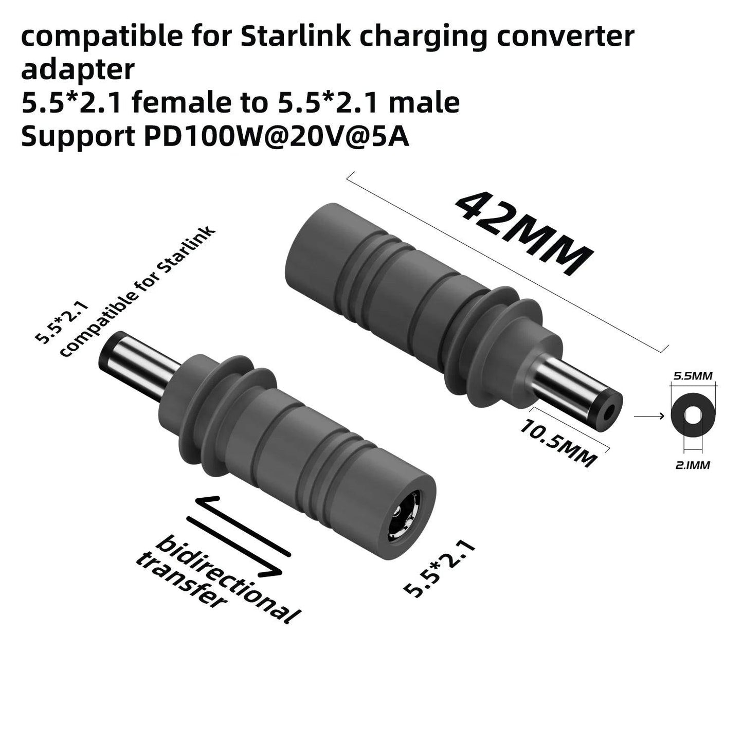 For Starlink Mini Cable 2M(6.6ft) Starlink Mini DC Power Type-C Input Replacement cable Waterproof Outerdoor Barrel Jack Chargin Starlink Cables & Adaptors