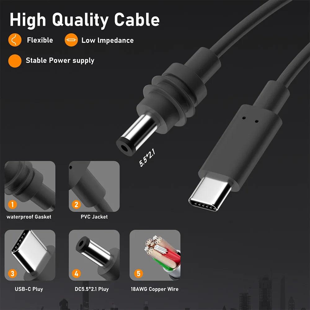 For Starlink Mini Cable 2M(6.6ft) Starlink Mini DC Power Type-C Input Replacement cable Waterproof Outerdoor Barrel Jack Chargin Starlink Cables & Adaptors
