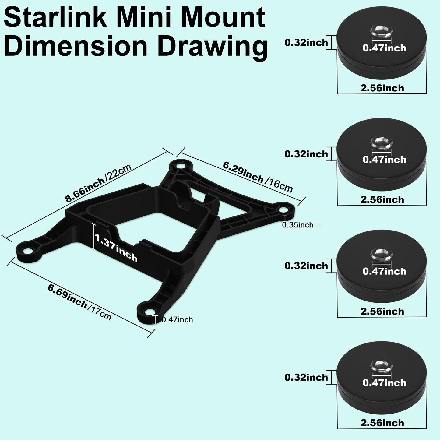 For Starlink Mini roof mounting bracket, 4 magnetic bases, magnetic mounting bracket for Starlink mini Internet kit satellites Starlink Mini Mount