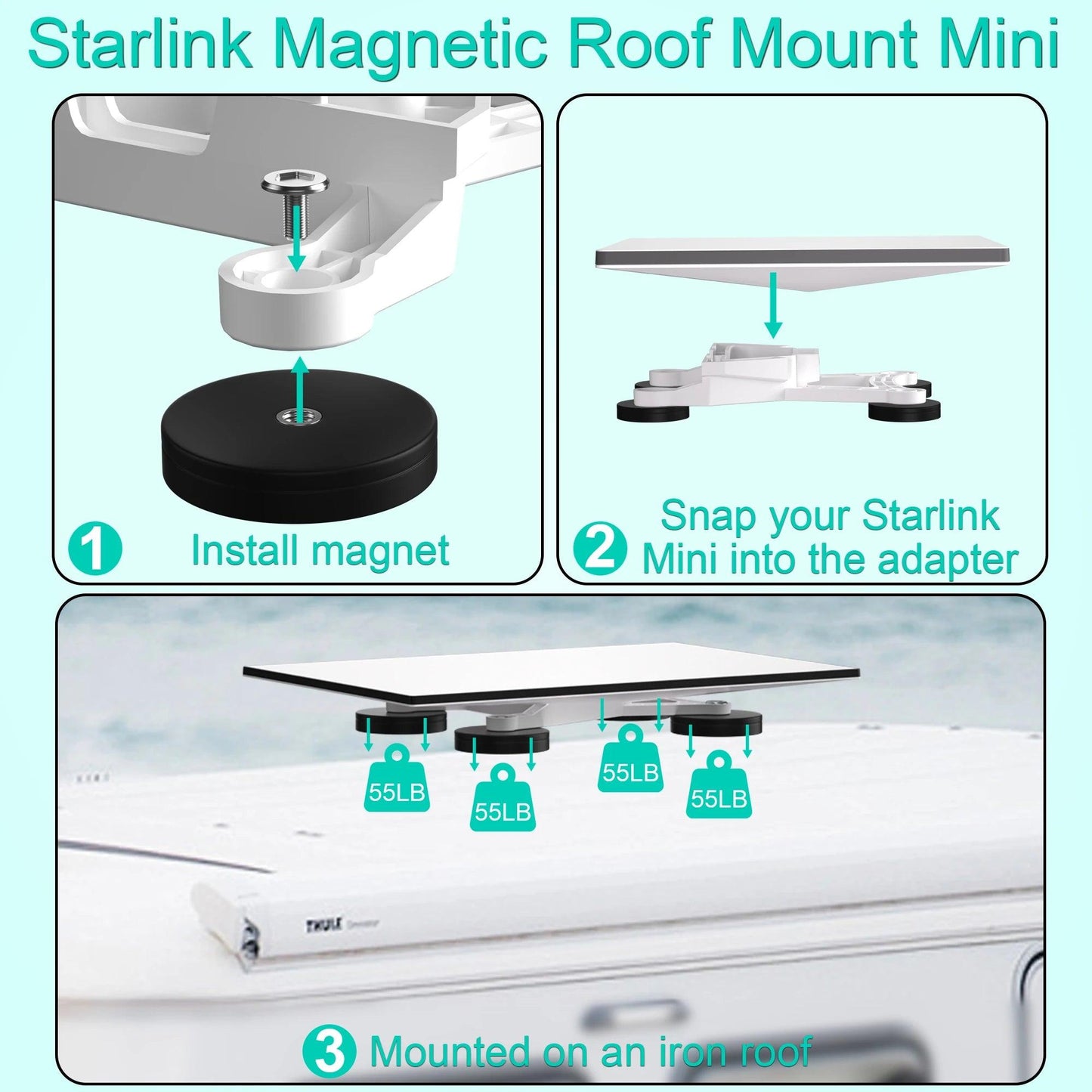 For Starlink Mini roof mounting bracket, 4 magnetic bases, magnetic mounting bracket for Starlink mini Internet kit satellites Starlink Mini Mount
