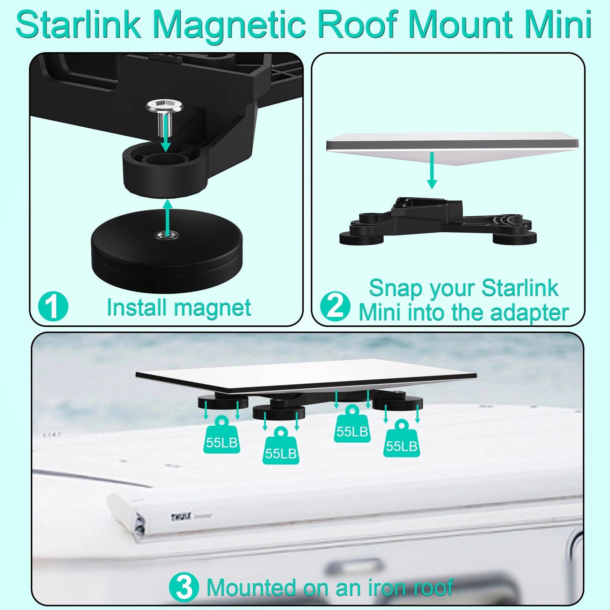For Starlink Mini roof mounting bracket, 4 magnetic bases, magnetic mounting bracket for Starlink mini Internet kit satellites Starlink Mini Mount