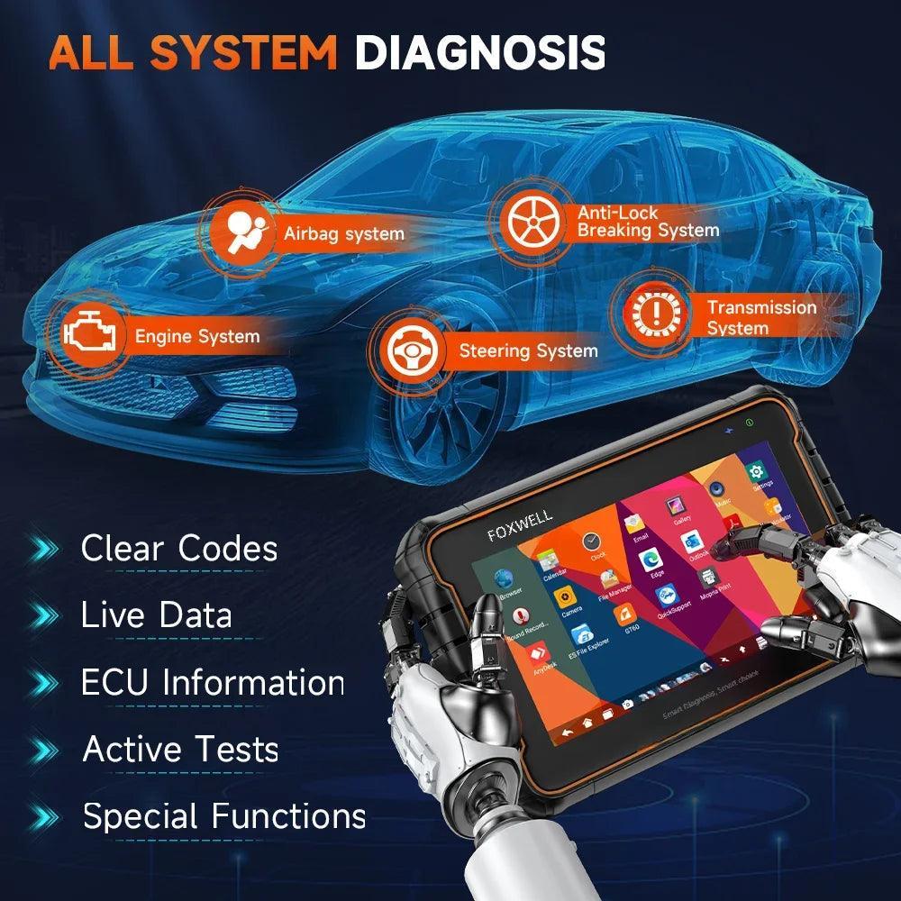 Foxwell GT60 OBD2 Diagnostic Tool Full System Active Test Car Code Reader 24 Reset Service Professional OBD 2 Automotive Scanner OBD Scanner