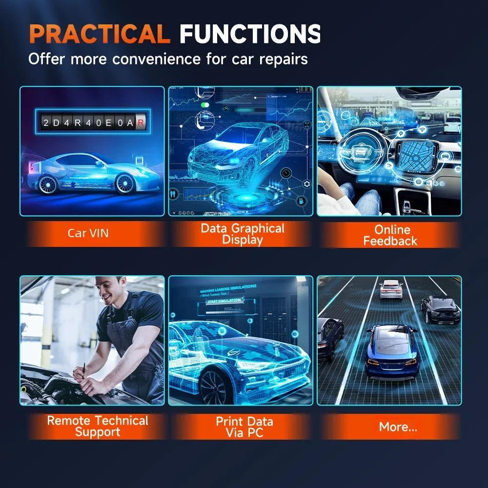 Foxwell GT60 OBD2 Diagnostic Tool Full System Active Test Car Code Reader 24 Reset Service Professional OBD 2 Automotive Scanner OBD Scanner