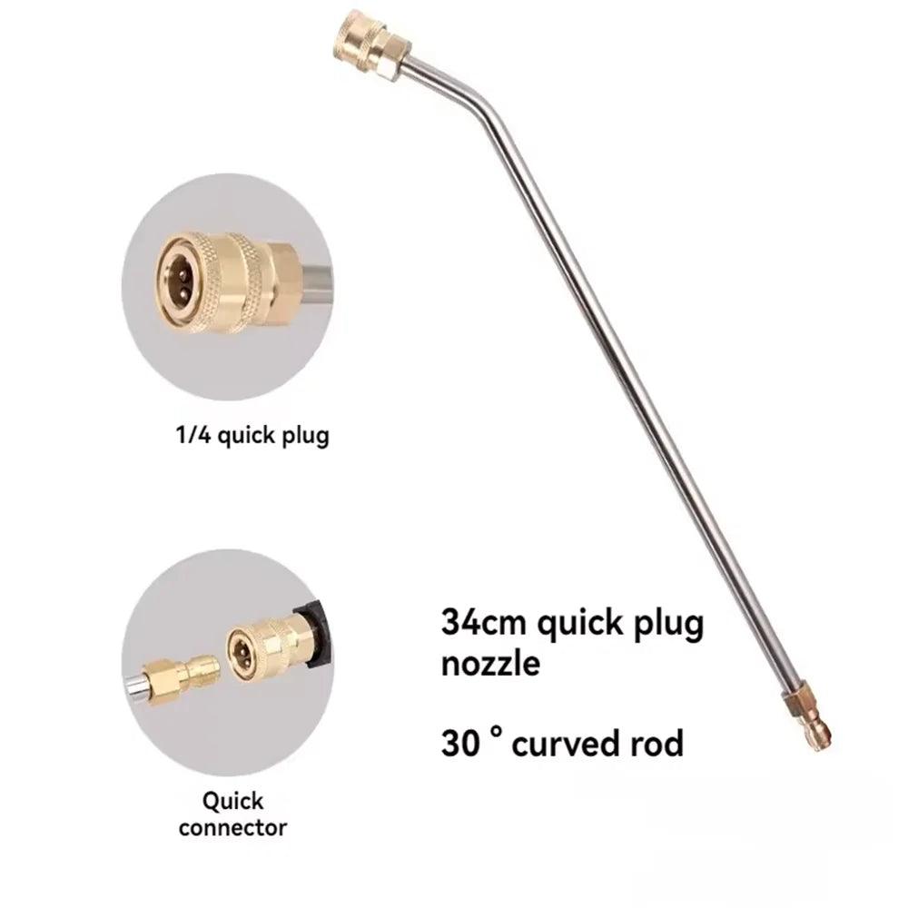 High - pressure Extension Rod For Car Washer Water Gun 1/4 inch Quick Connect Angle 30/90 degree U type Curved Head Wand Lance - High Pressure Extension Rod - Open Cut Off - Grid