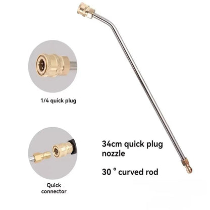 High - pressure Extension Rod For Car Washer Water Gun 1/4 inch Quick Connect Angle 30/90 degree U type Curved Head Wand Lance - High Pressure Extension Rod - Open Cut Off - Grid