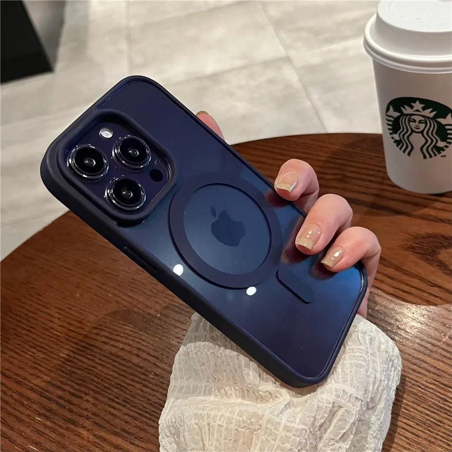 iPhone 11 Magnetic Wireless Charge For Magsafe Case Shockproof Transparent Bumper Cover - iphone 11 Case - Open Cut Off - Grid