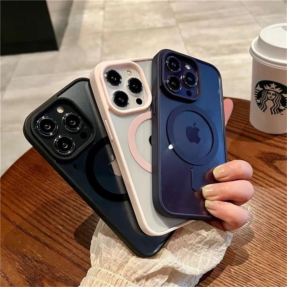 iPhone 11 Magnetic Wireless Charge For Magsafe Case Shockproof Transparent Bumper Cover - iphone 11 Case - Open Cut Off - Grid