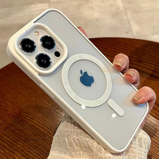iphone 12 Magnetic Wireless Charge For Magsafe Case Shockproof Transparent Bumper Cover - iphone 12 case - Open Cut Off - Grid