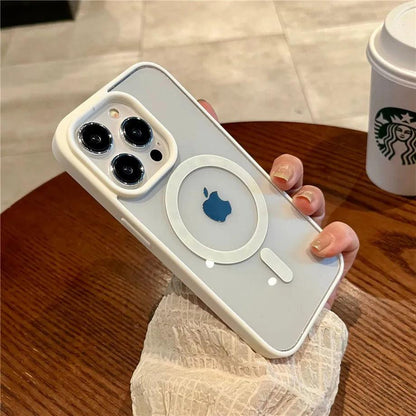 iphone 16 Magnetic Wireless Charge For Magsafe Case Shockproof Transparent Bumper Cover - iphone 16 case - Open Cut Off - Grid