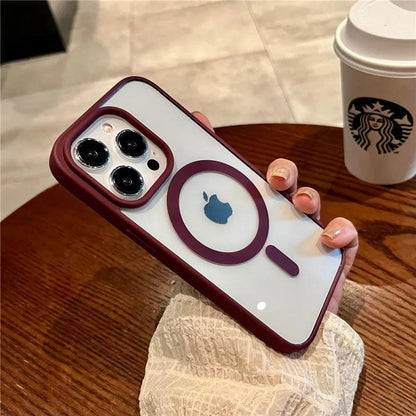 iphone 16 Magnetic Wireless Charge For Magsafe Case Shockproof Transparent Bumper Cover - iphone 16 case - Open Cut Off - Grid