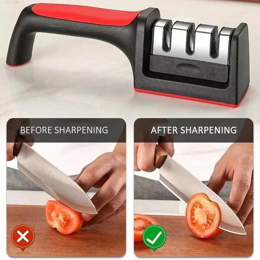 Kitchen 3/4 - Segment Knife Sharpener Household Multi - Functional Hand - Held 3/4 - Purpose Black Sharpening Stone - Knife Sharpener - Open Cut Off - Grid