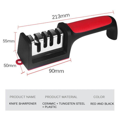 Kitchen 3/4-Segment Knife Sharpener Household Multi-Functional Hand-Held 3/4-Purpose Black Sharpening Stone Knife Sharpener