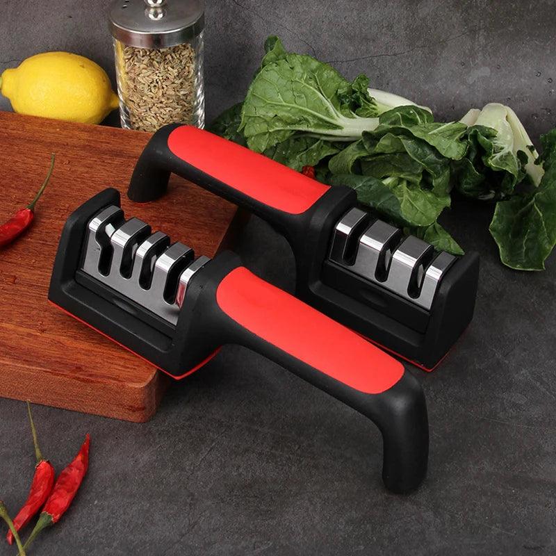 Kitchen 3/4-Segment Knife Sharpener Household Multi-Functional Hand-Held 3/4-Purpose Black Sharpening Stone Knife Sharpener