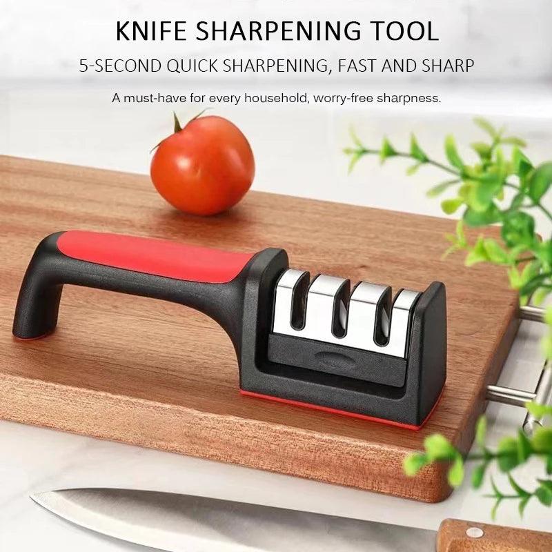 Kitchen 3/4-Segment Knife Sharpener Household Multi-Functional Hand-Held 3/4-Purpose Black Sharpening Stone Knife Sharpener