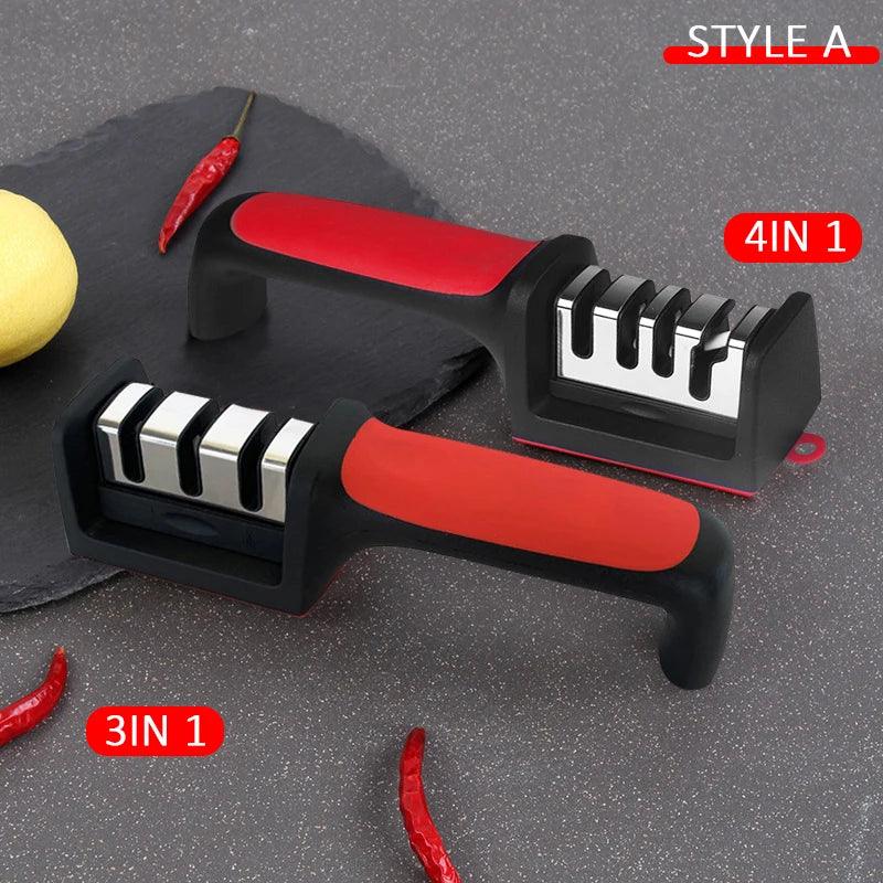 Kitchen 3/4-Segment Knife Sharpener Household Multi-Functional Hand-Held 3/4-Purpose Black Sharpening Stone Knife Sharpener