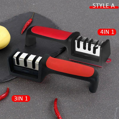 Kitchen 3/4-Segment Knife Sharpener Household Multi-Functional Hand-Held 3/4-Purpose Black Sharpening Stone Knife Sharpener