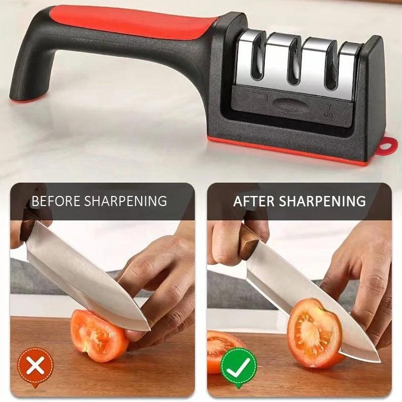 Kitchen 3/4-Segment Knife Sharpener Household Multi-Functional Hand-Held 3/4-Purpose Black Sharpening Stone Knife Sharpener