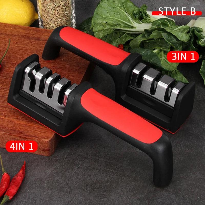 Kitchen 3/4-Segment Knife Sharpener Household Multi-Functional Hand-Held 3/4-Purpose Black Sharpening Stone Knife Sharpener
