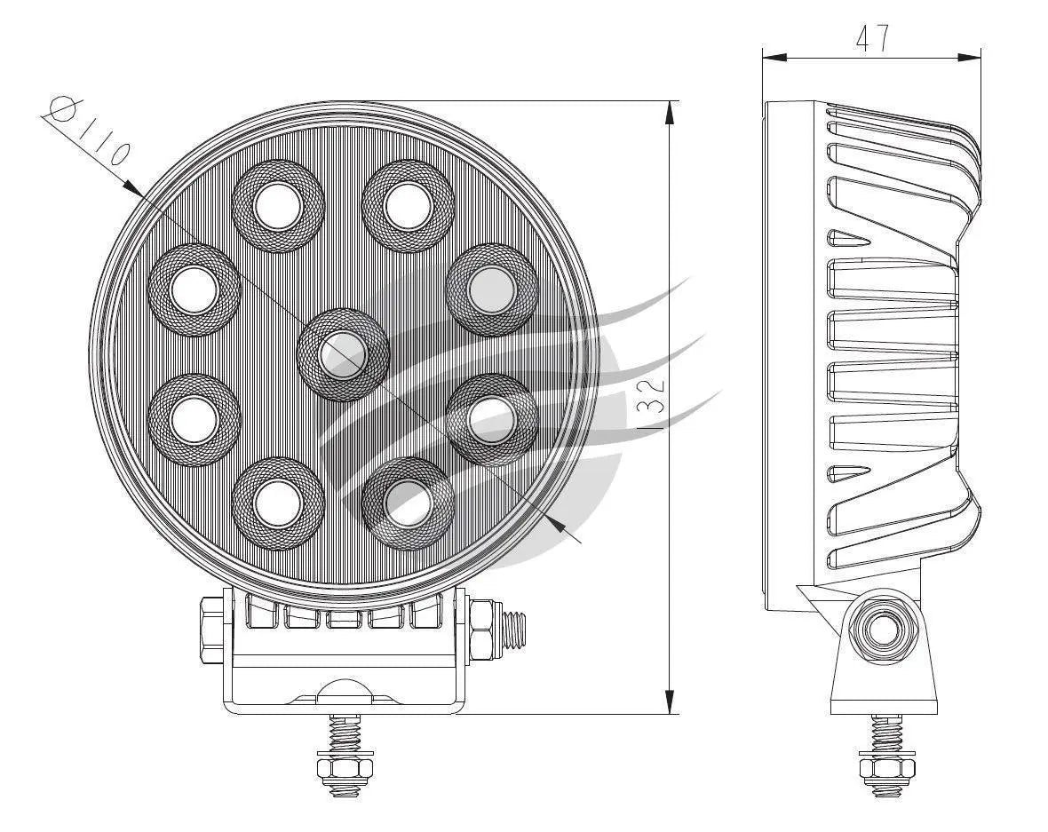 LED Round Worklamp (Flood Beam) 36W Work Lamps