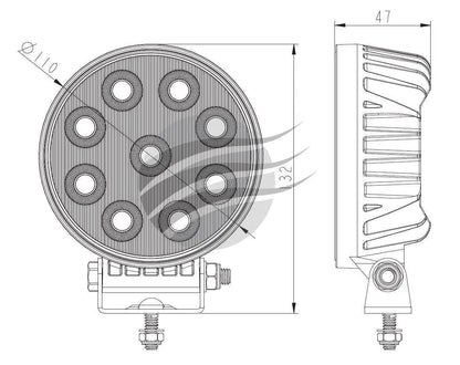 LED Round Worklamp (Flood Beam) 36W Work Lamps