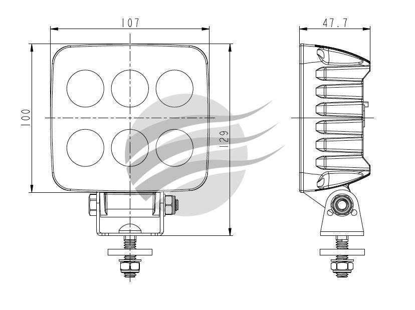 LED Square Worklamp (Flood Beam) 24W Work Lamps