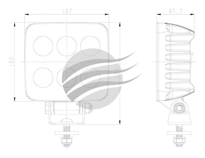 LED Square Worklamp (Flood Beam) 35W - Work Lamps - Ignite
