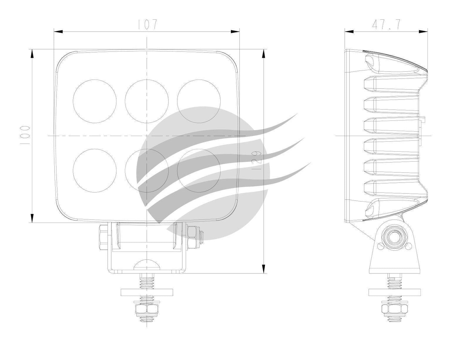 LED Square Worklamp (Flood Beam) 35W Work Lamps