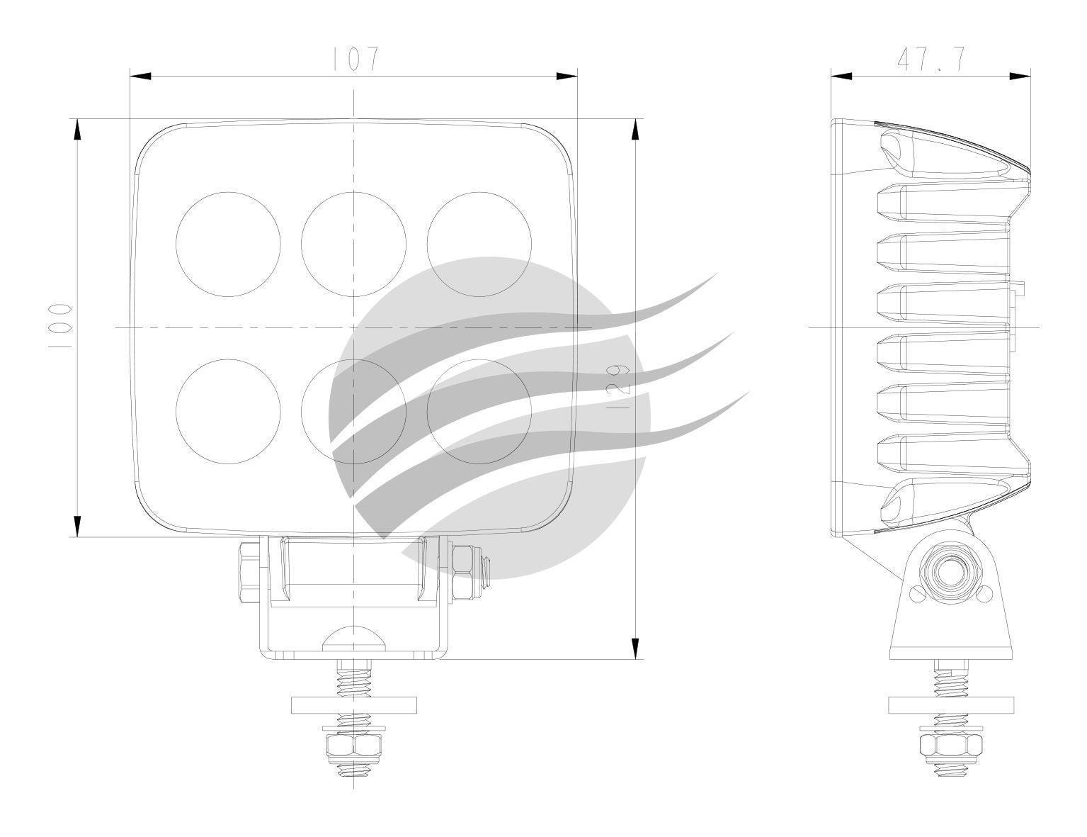 LED Square Worklamp (Flood Beam) 35W Work Lamps