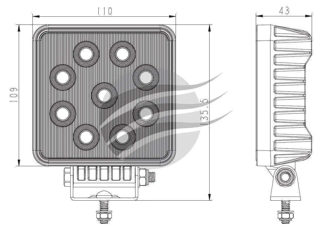 LED Square Worklamp (Flood Beam) 36W Work Lamps