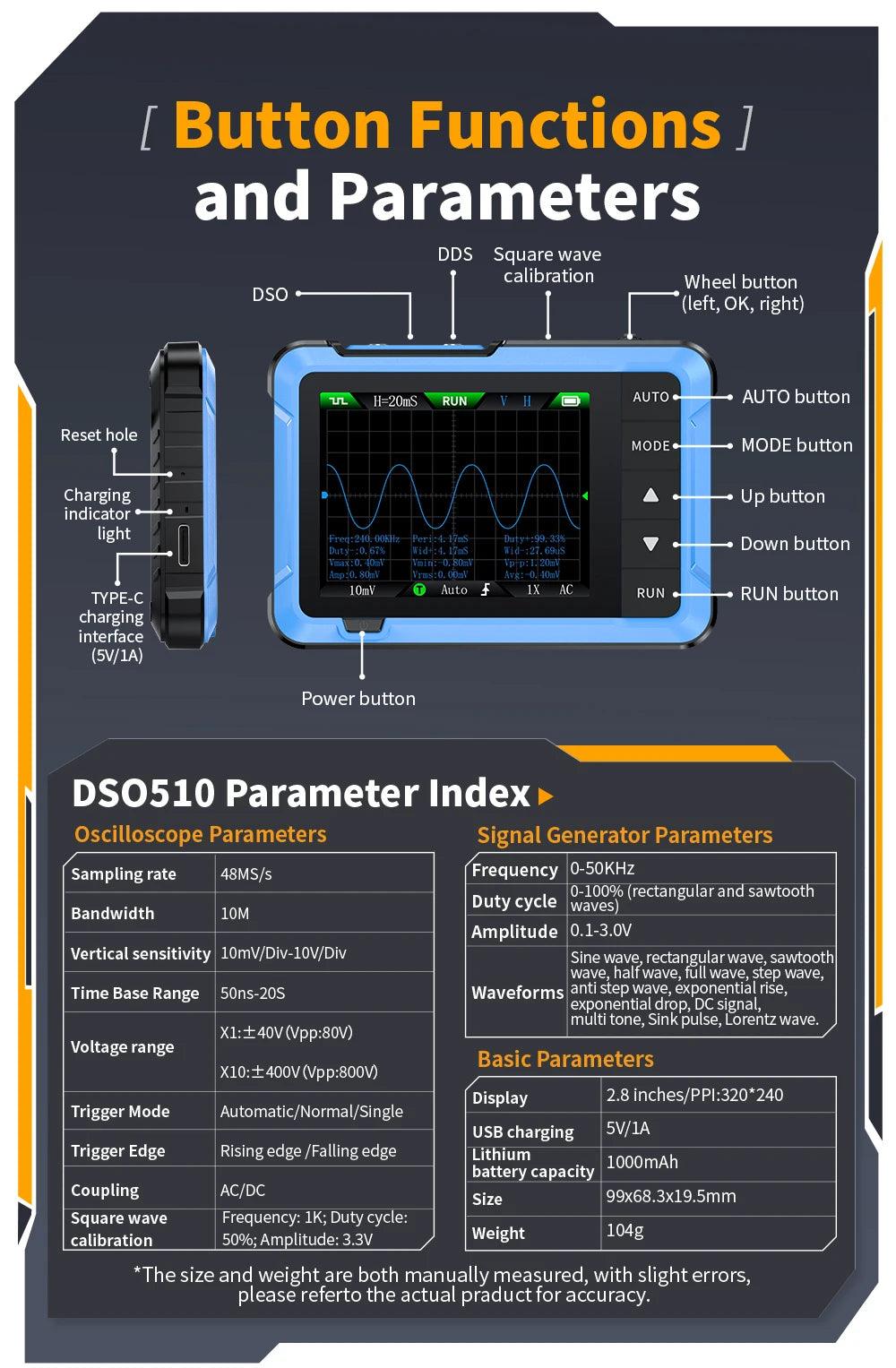 Mini Handheld Digital 2 In 1 Oscilloscope DSO510 DSO153 DSO153 Oscilloscope