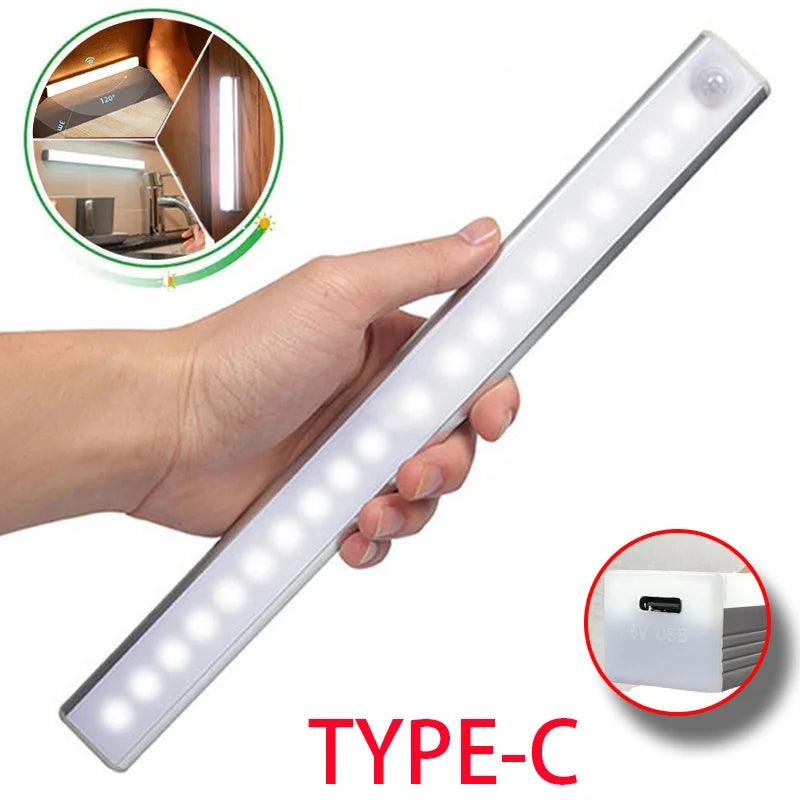 Motion Sensor Light Wireless LED Night Light Type C Rechargeable Light Cabinet Wardrobe Lamp Staircase Backlight For Kitchen LED Motion Light