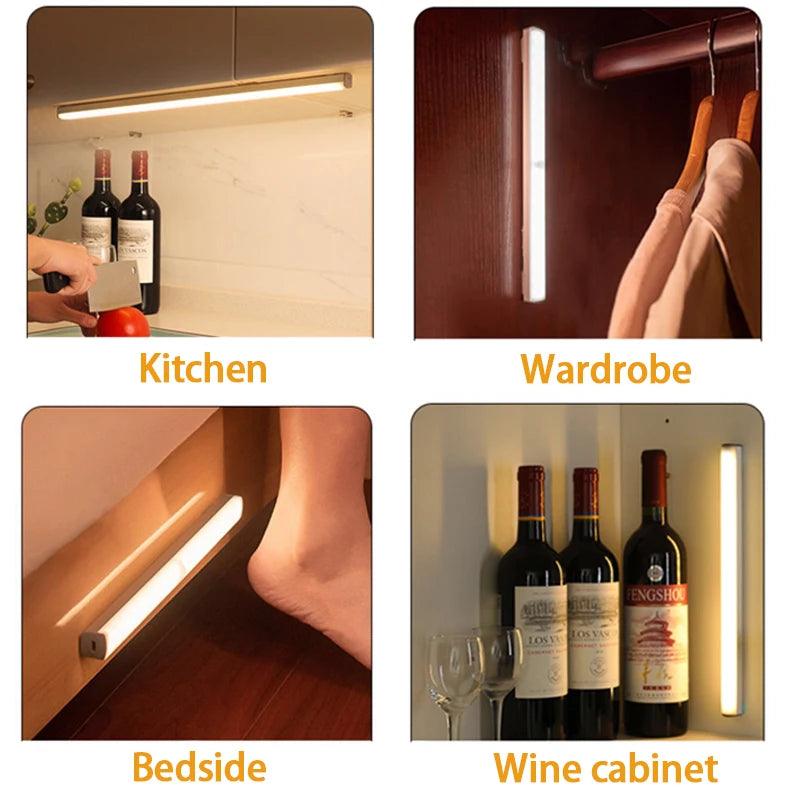 Motion Sensor Light Wireless LED Night Light Type C Rechargeable Light Cabinet Wardrobe Lamp Staircase Backlight For Kitchen LED Motion Light