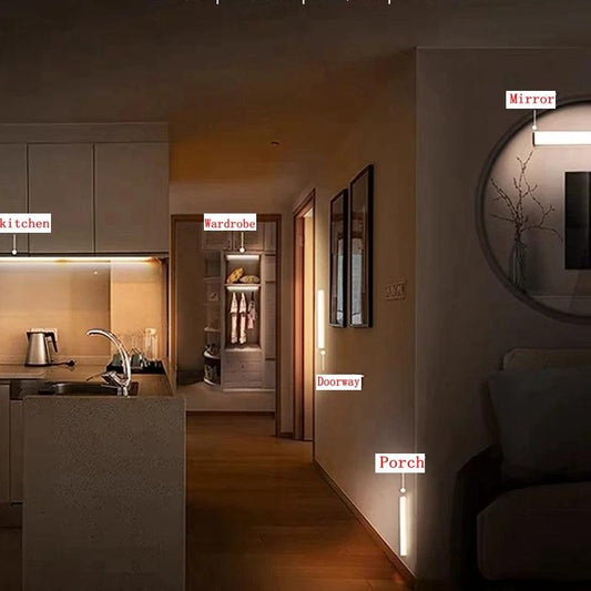 Motion Sensor Light Wireless LED Night Light Type C Rechargeable Light Cabinet Wardrobe Lamp Staircase Backlight For Kitchen LED Motion Light