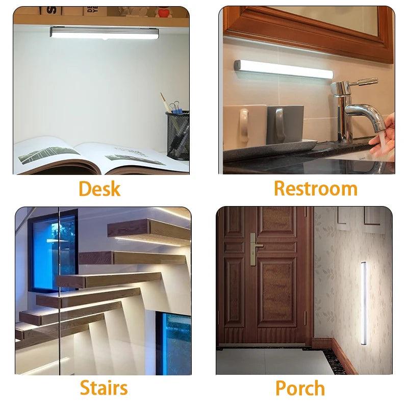 Motion Sensor Light Wireless LED Night Light Type C Rechargeable Light Cabinet Wardrobe Lamp Staircase Backlight For Kitchen LED Motion Light