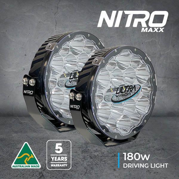 NITRO 180 Maxx 9" LED Driving Light (Pair) Including Harness Driving Lights