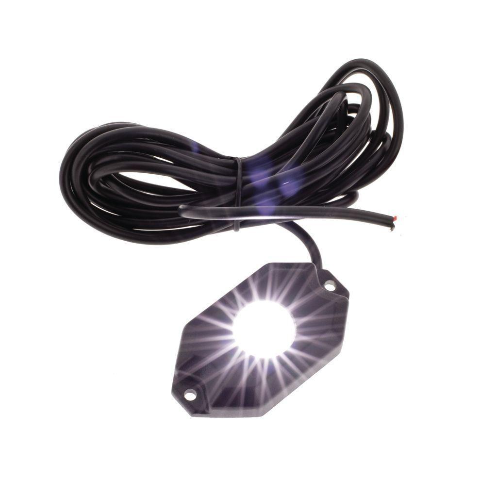 Pkt 4 WHT Led Rock Lights 9-32V 18 Watt 120DEG Flood Beam IP68 Rock Lights