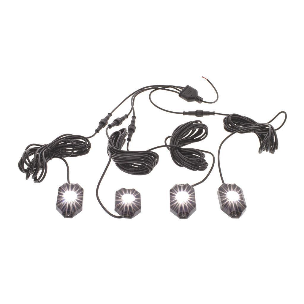 Pkt 4 WHT Led Rock Lights 9-32V 18 Watt 120DEG Flood Beam IP68 Rock Lights