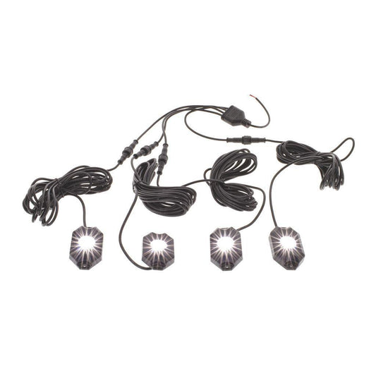 Pkt 4 WHT Led Rock Lights 9 - 32V 18 Watt 120DEG Flood Beam IP68 - Rock Lights - Hulk 4x4