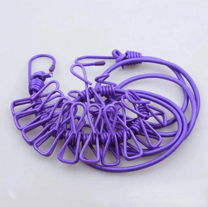 Portable Clothing Clothesline With 12 Clips Retractable Laundry Dryer Clothes Rope Drying Rack Cloth Hanging Line For Outdoor Portable Clothesline