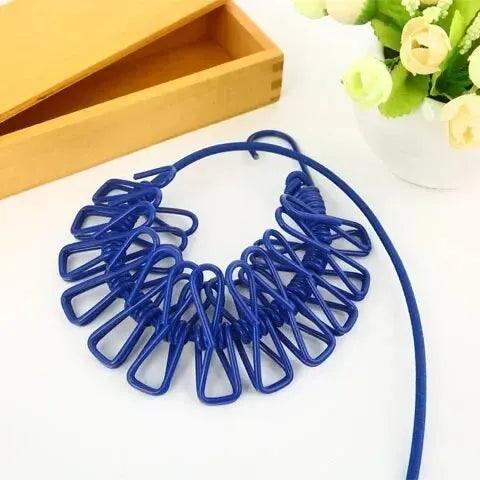 Portable Clothing Clothesline With 12 Clips Retractable Laundry Dryer Clothes Rope Drying Rack Cloth Hanging Line For Outdoor Portable Clothesline