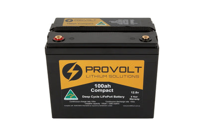 Provolt Compact 100ah Deep Cycle Lithium Battery Compact 12v Lithium Battery