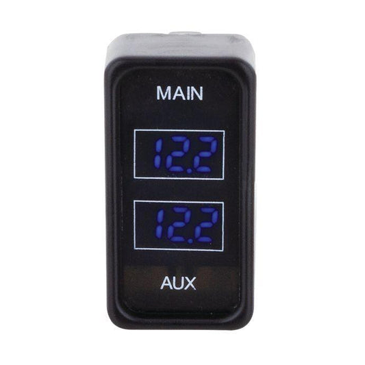 Rectangle Rocker Size Dual Voltmeter Blue - Aux 12v Socket - Hulk 4x4