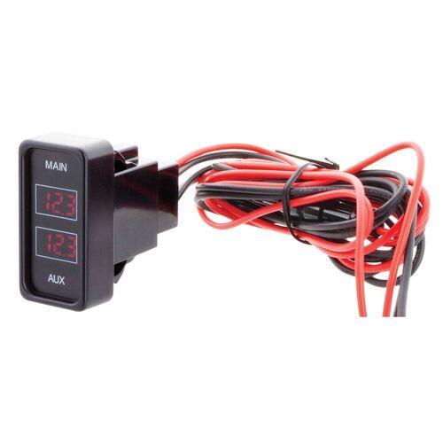 Rectangle Rocker Size Dual Voltmeter Red - Aux 12v Socket - Hulk 4x4