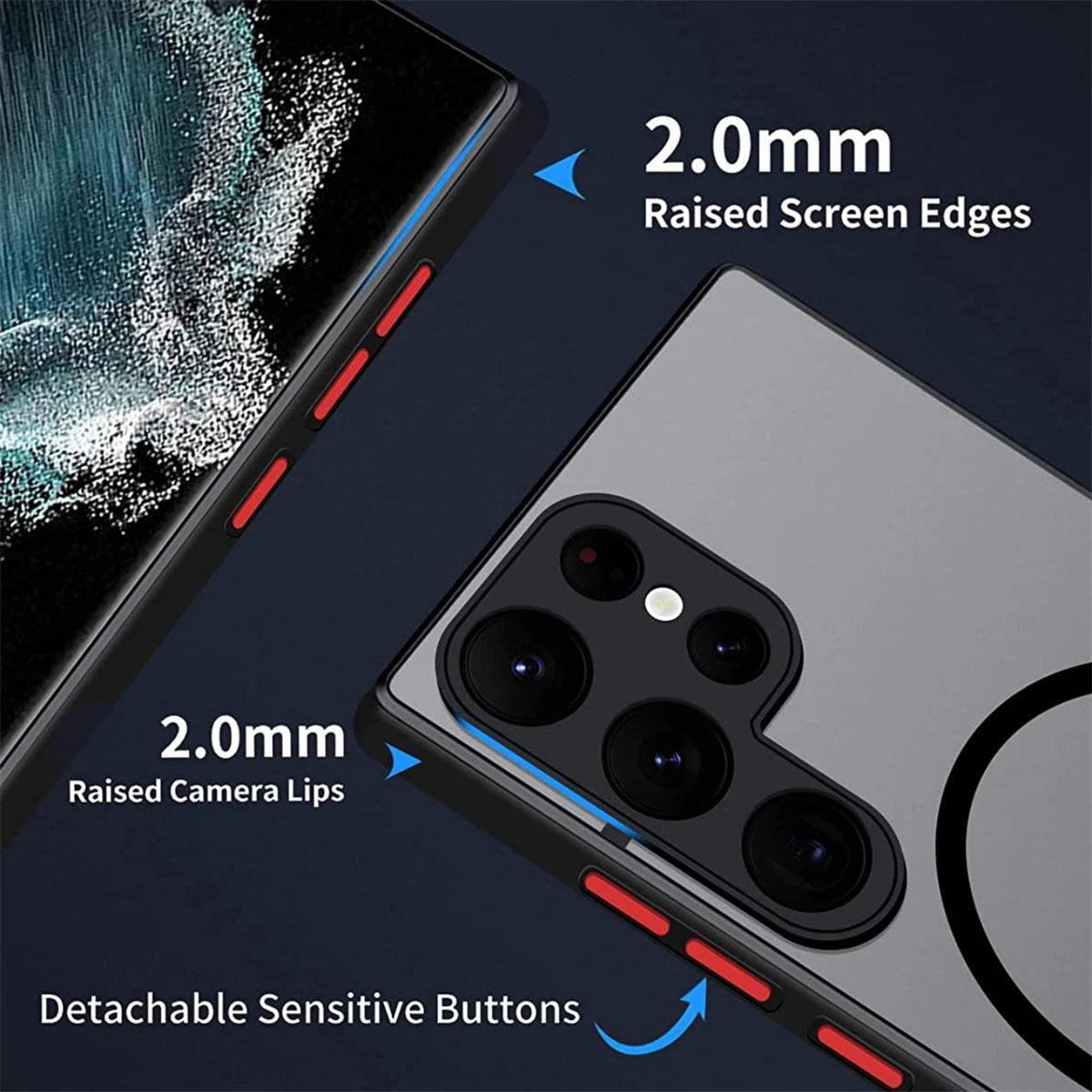 Shockproof Phone Case Magnetic Suction Dropproof Cover Support Wireless Charging For Samsung Galaxy S23 S22 S21 Ultra PLUS S21FE - Samsung Cases - Open Cut Off - Grid