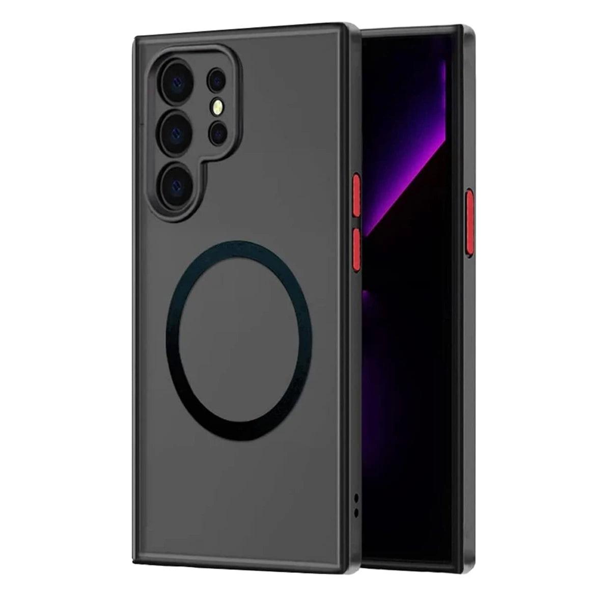 Shockproof Phone Case Magnetic Suction Dropproof Cover Support Wireless Charging For Samsung Galaxy S23 S22 S21 Ultra PLUS S21FE - Samsung Cases - Open Cut Off - Grid