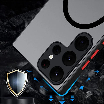 Shockproof Phone Case Magnetic Suction Dropproof Cover Support Wireless Charging For Samsung Galaxy S23 S22 S21 Ultra PLUS S21FE - Samsung Cases - Open Cut Off - Grid